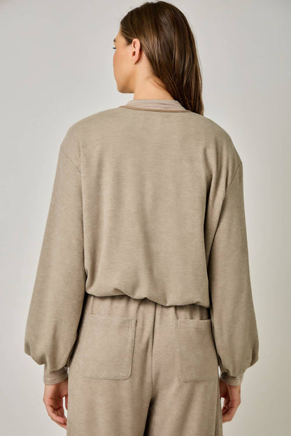 Suede Accent Bubble Hem Jacket