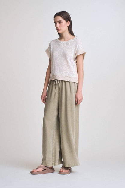DROP SHOULDER OVERLAP SIDE SEAM KNIT TOP