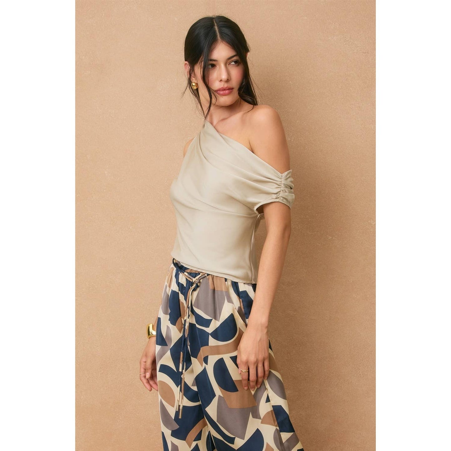 Satin Asymmetrical One Shoulder Top