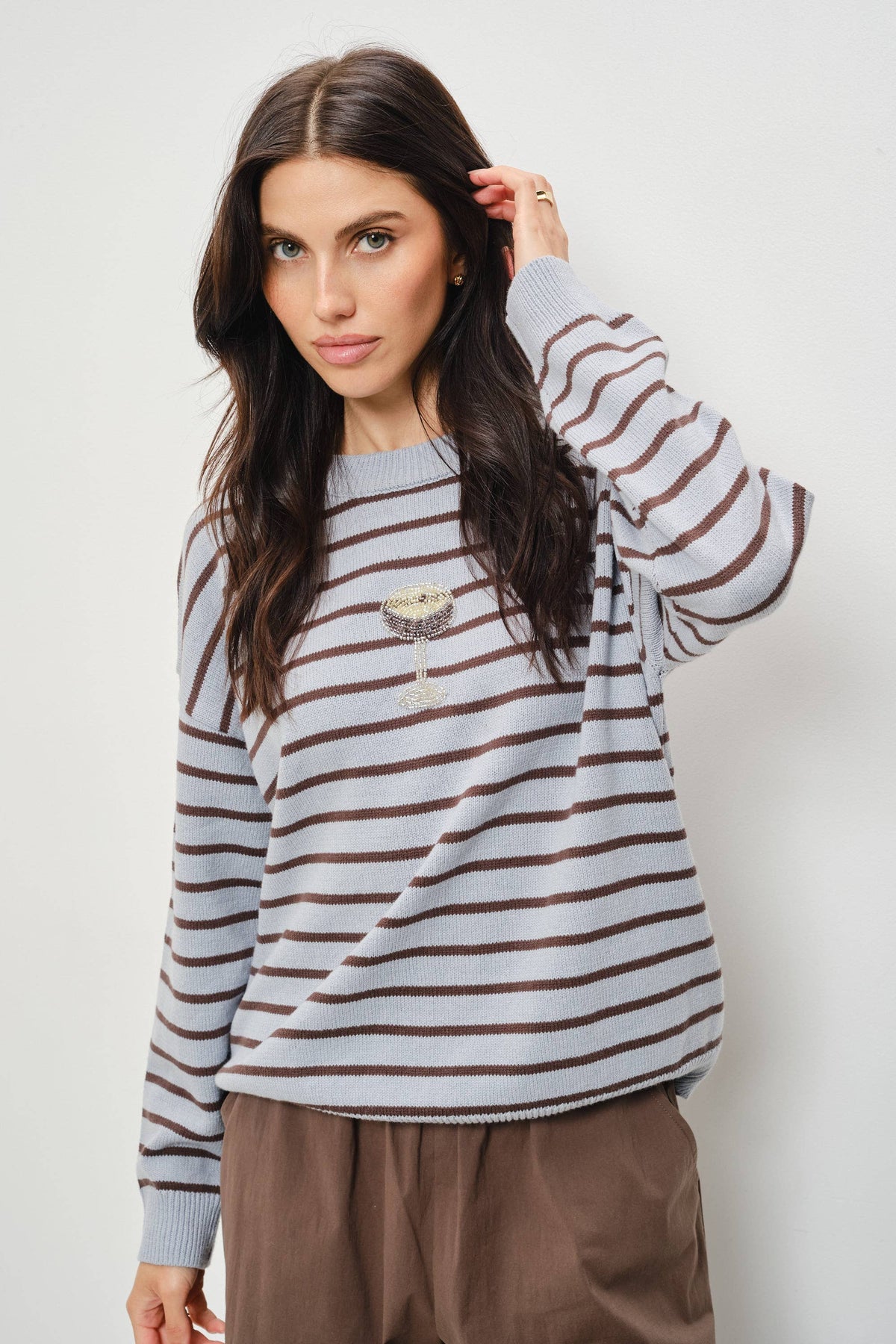 SELENE ESPRESSO MARTINI BEAD SWEATER