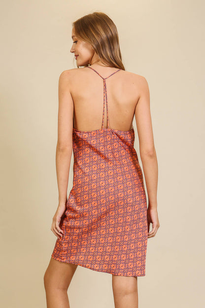 Boho Satin Cowl Neck Dress