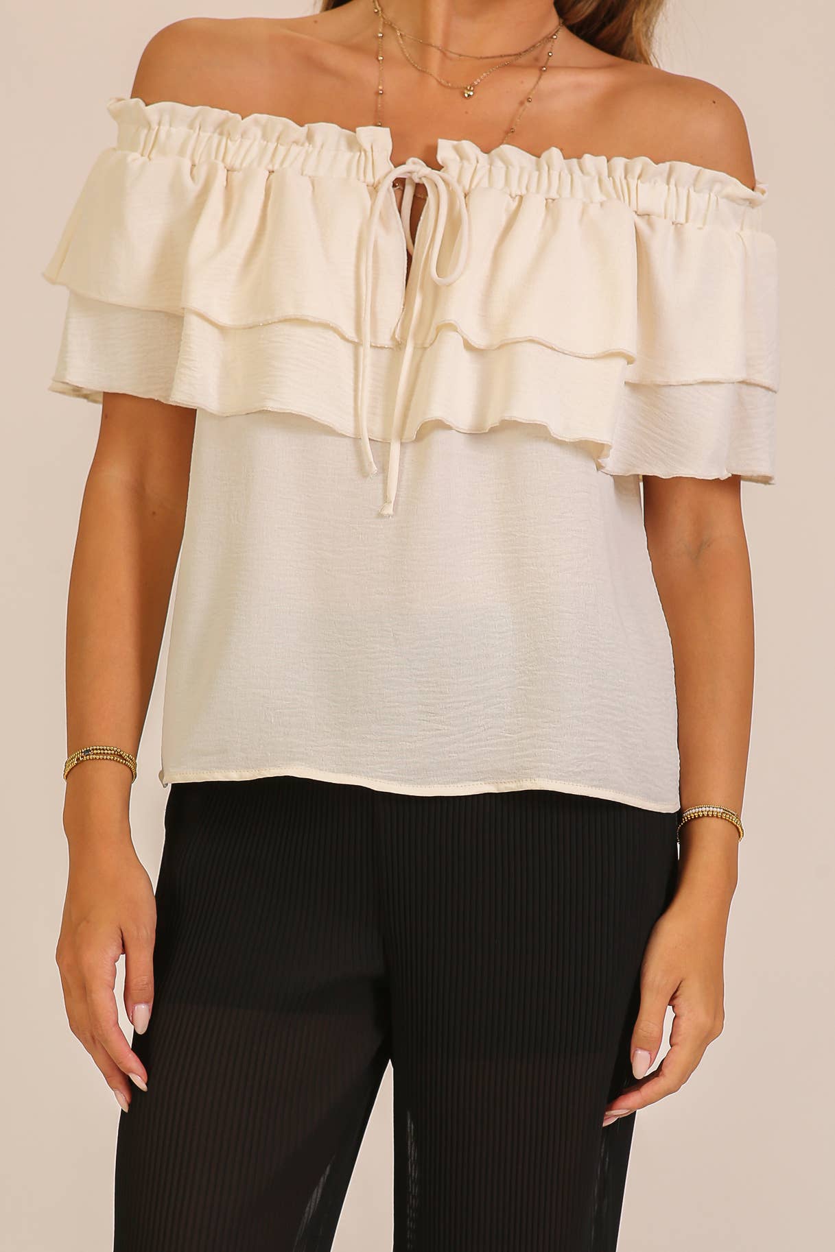 Off-Shoulder Tiered Ruffle Top