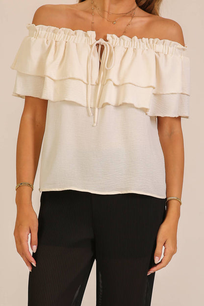 Off-Shoulder Tiered Ruffle Top
