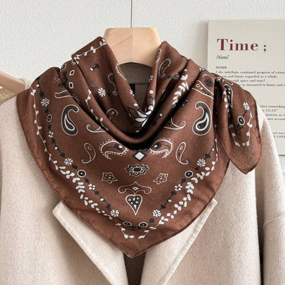 Retro Color Block Cashew Print Silk Scarf