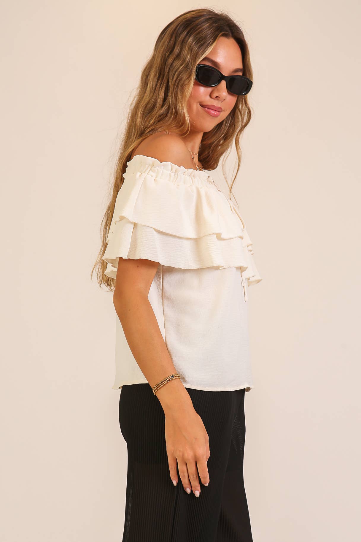 Off-Shoulder Tiered Ruffle Top