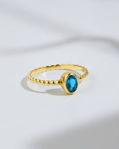14K Gold Plated Silver London Blue Topaz Solitaire Ring