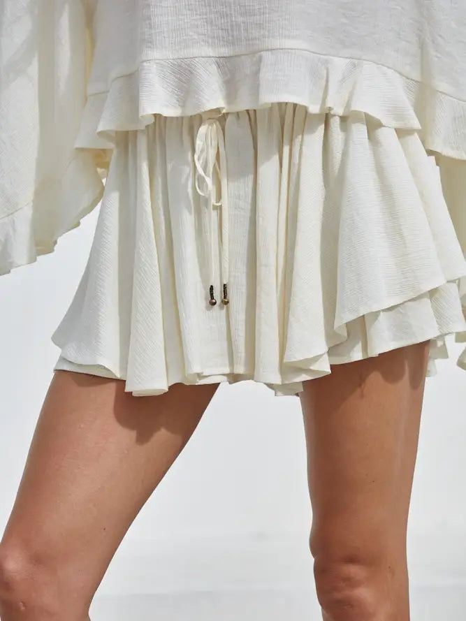 Woven Ivory Gauze Skort