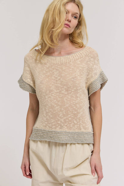 DROP SHOULDER OVERLAP SIDE SEAM KNIT TOP