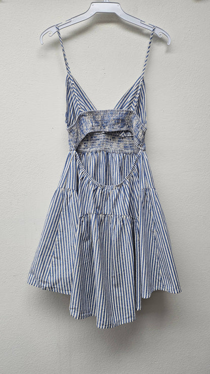 Spring Striped Cut Out Mini Dress
