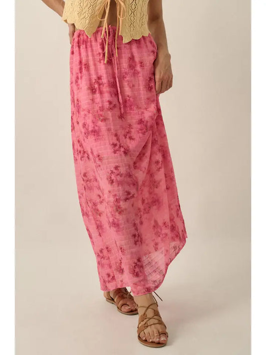 Floral Chiffon Maxi Skirt