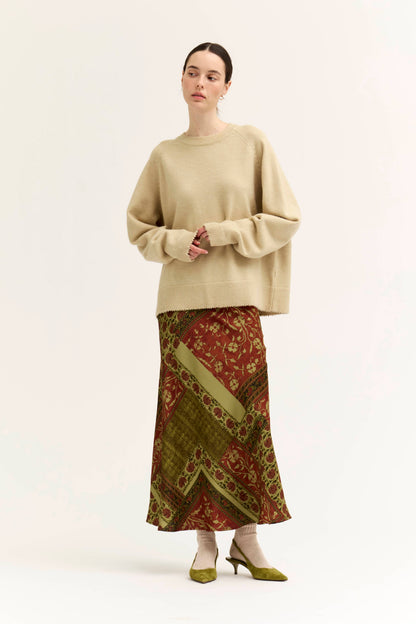 FALL PRINT SLIP SKIRT