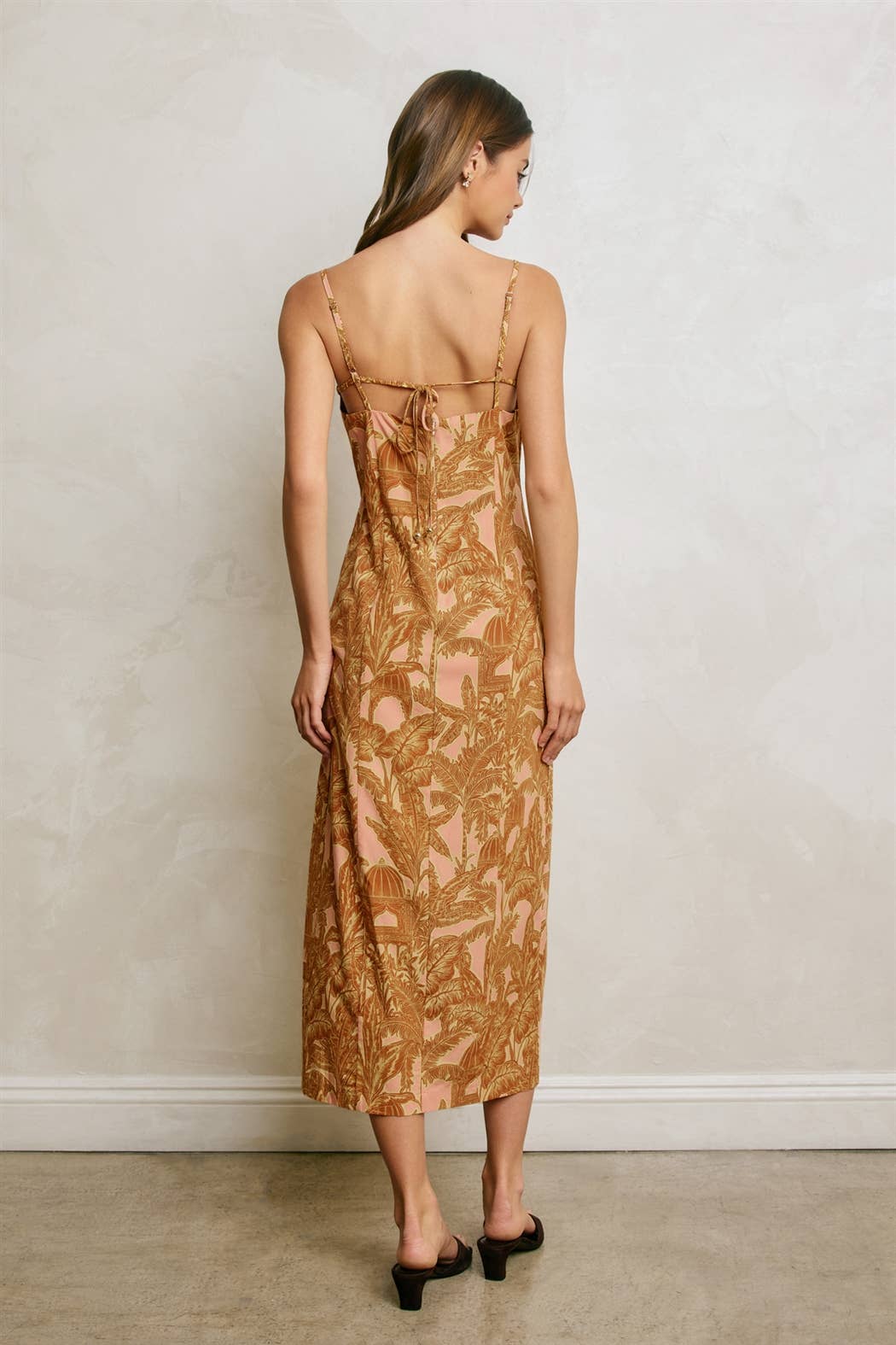 Sunwashed Palm Front Slit Midi Dress