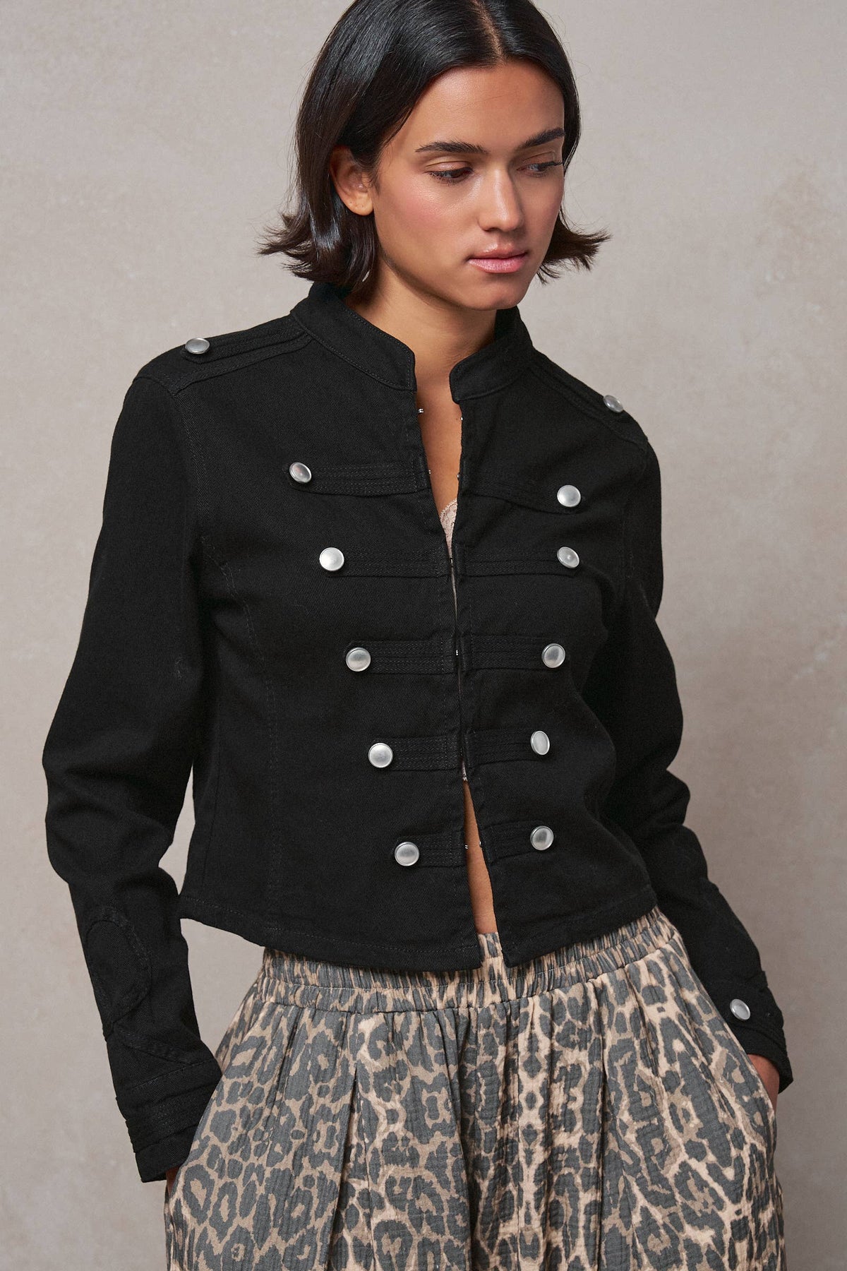 Military Double-Button Stretch Cotton Jacket