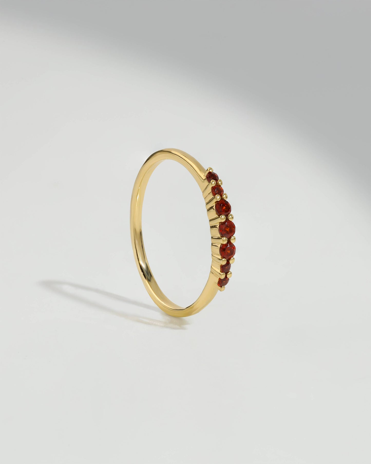 14K Gold Plated Silver Red Garnet Gemstones Solitaire Ring