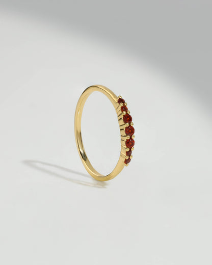 14K Gold Plated Silver Red Garnet Gemstones Solitaire Ring