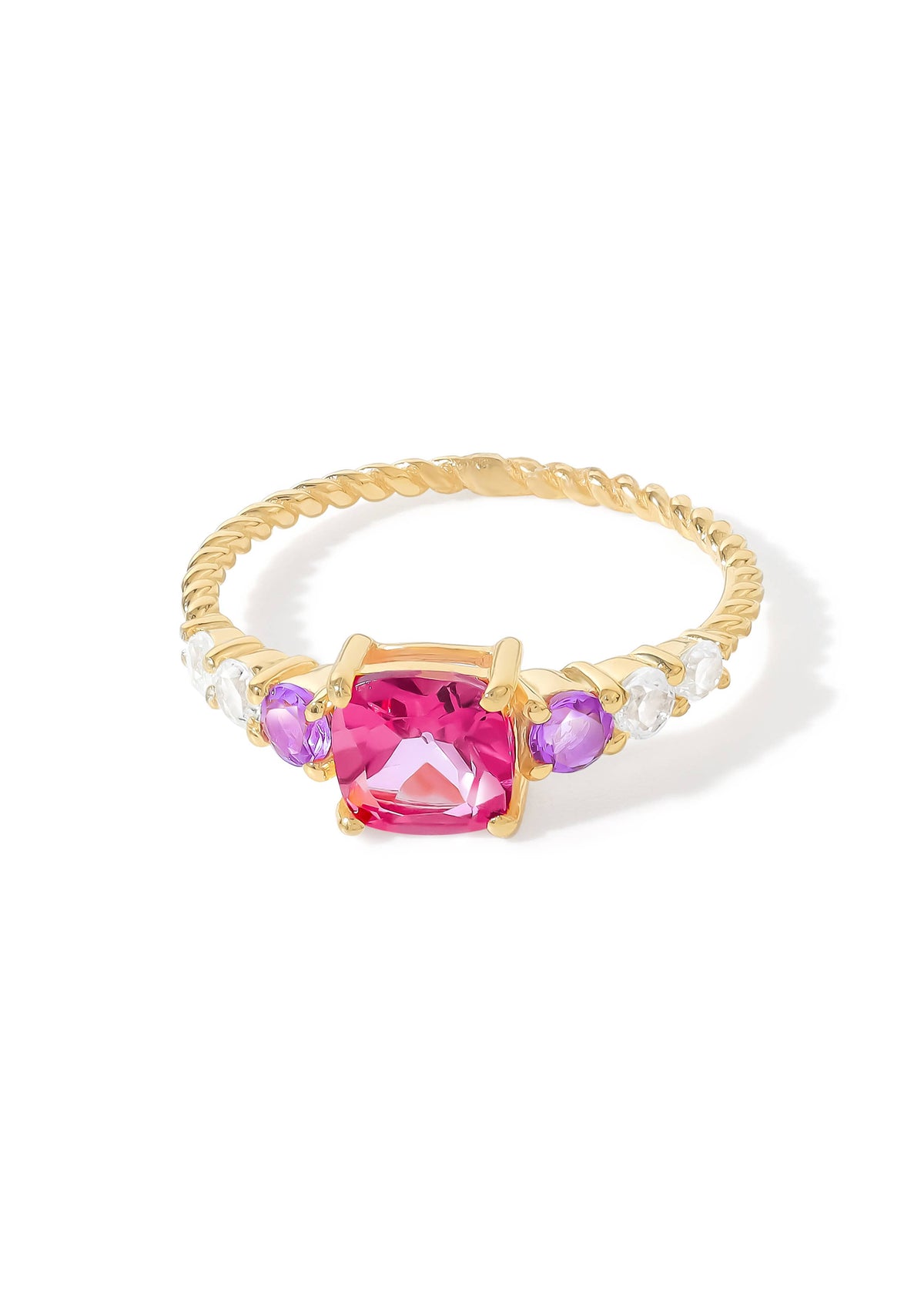 Gold Plated 925 Silver Pink Topaz Rose Reverie Ring