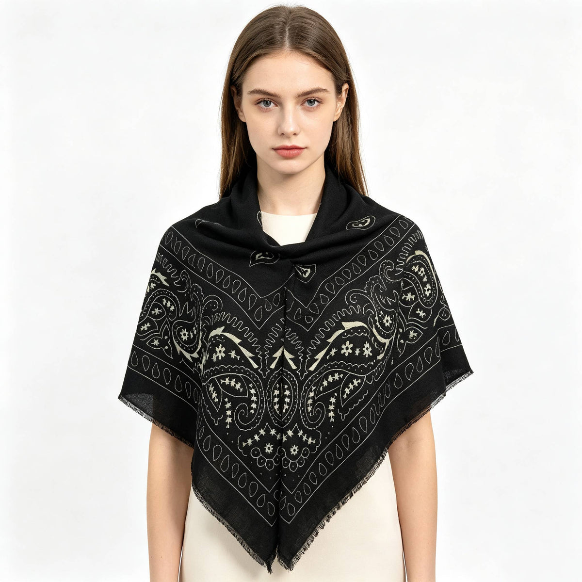 PAISLEY BIG BANDANA SQUARE NECK SCARF