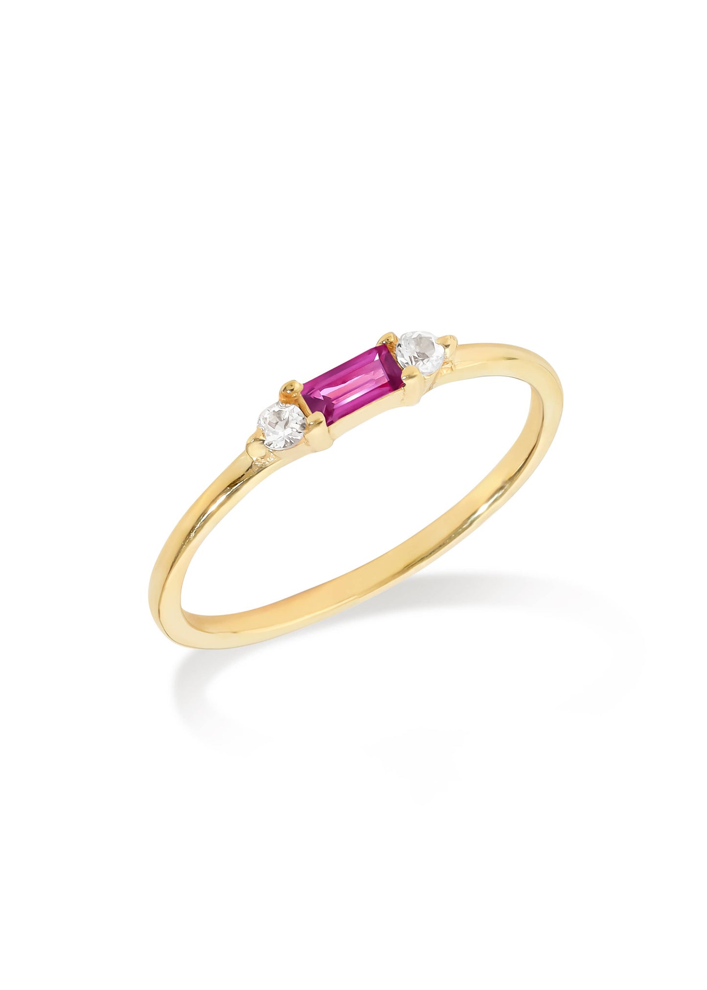 Gold Plated Silver Rhodolite Garnet Grace in Geometry Ring