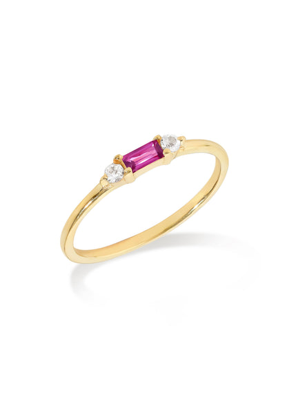 Gold Plated Silver Rhodolite Garnet Grace in Geometry Ring