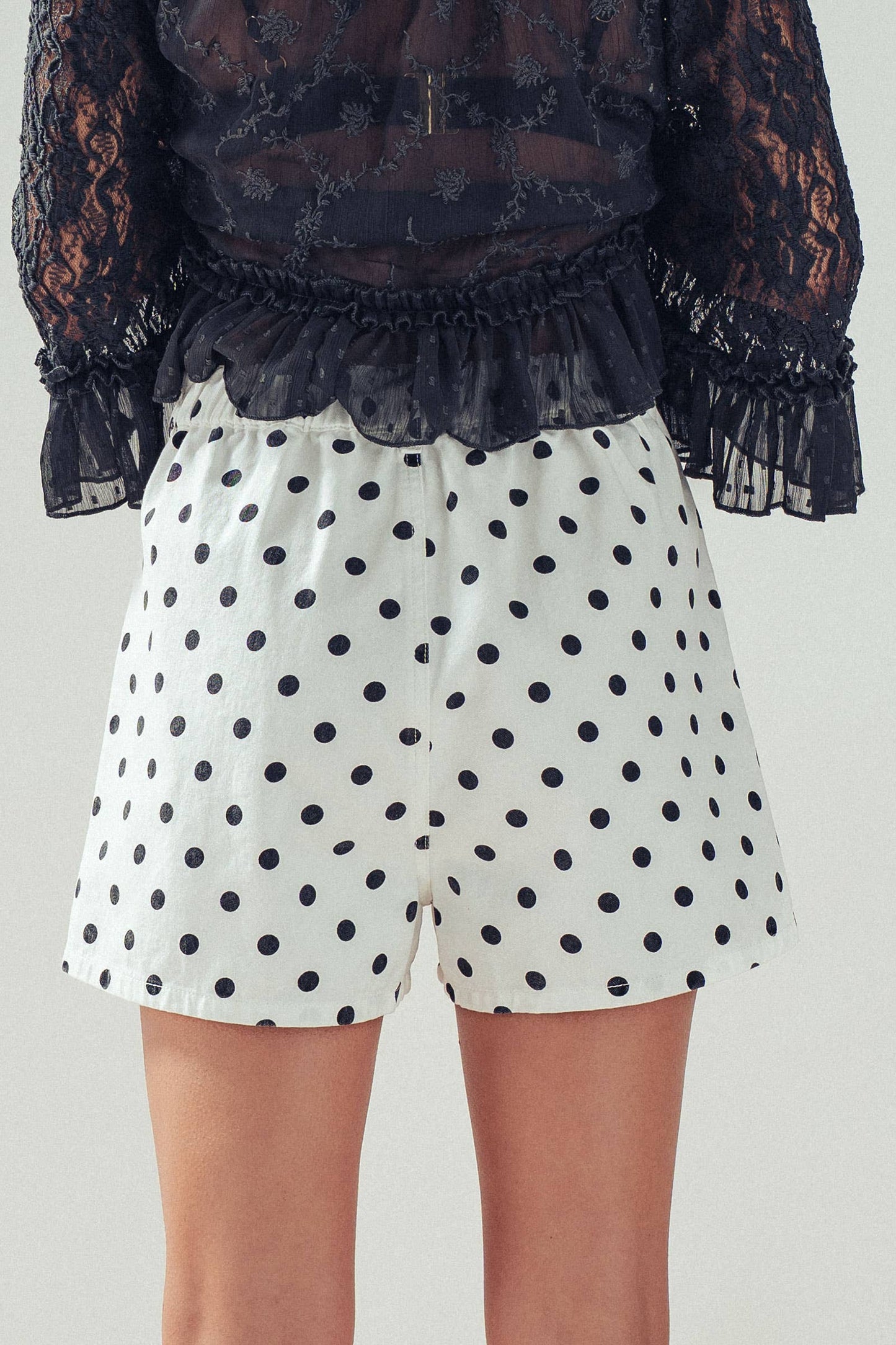 Polka Dot Print High-Waist Cotton Shorts