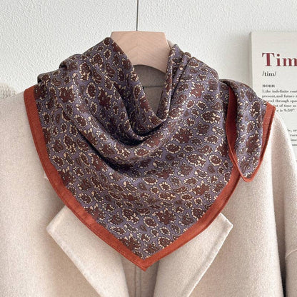 Retro Color Block Cashew Print Silk Scarf