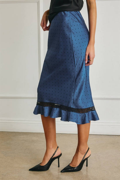 Polka Dot Lace Inset Ruffled Skirt