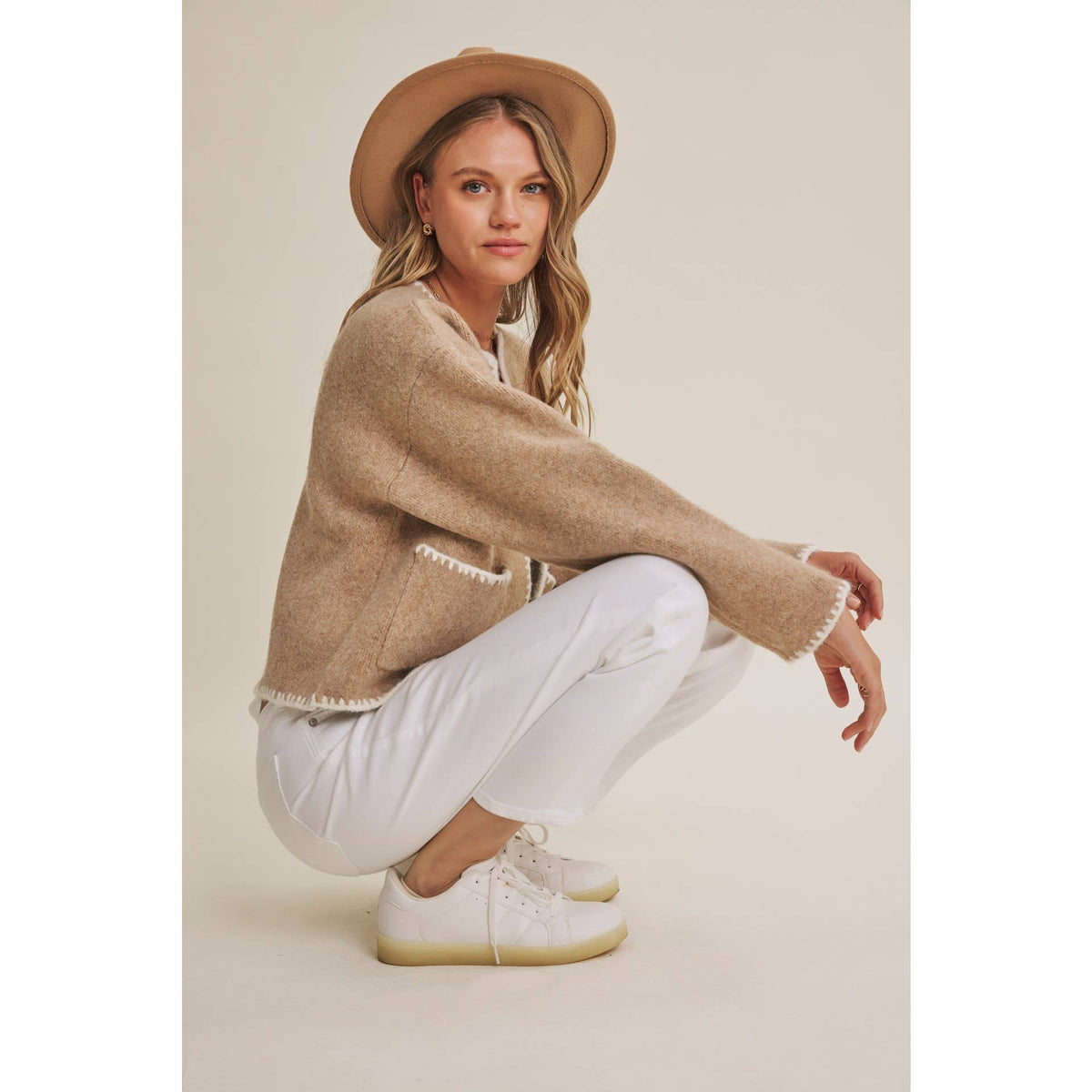 CRISP AIR SOFT BRUSH WOOL BLEND SWEATER CARDIGAN JACKET
