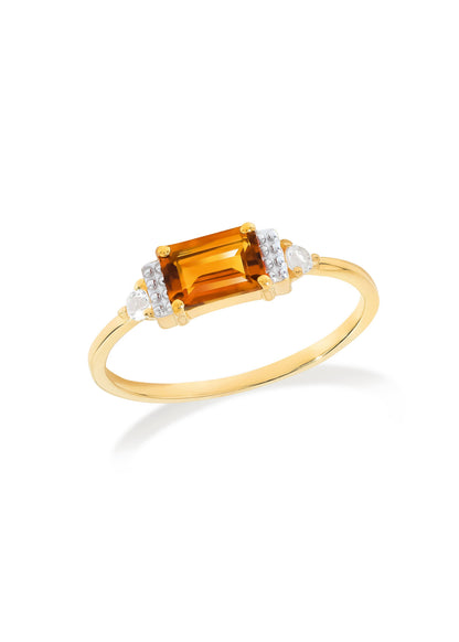 Gold Plated 925 Silver Madeira Citrine Sovereign Ring