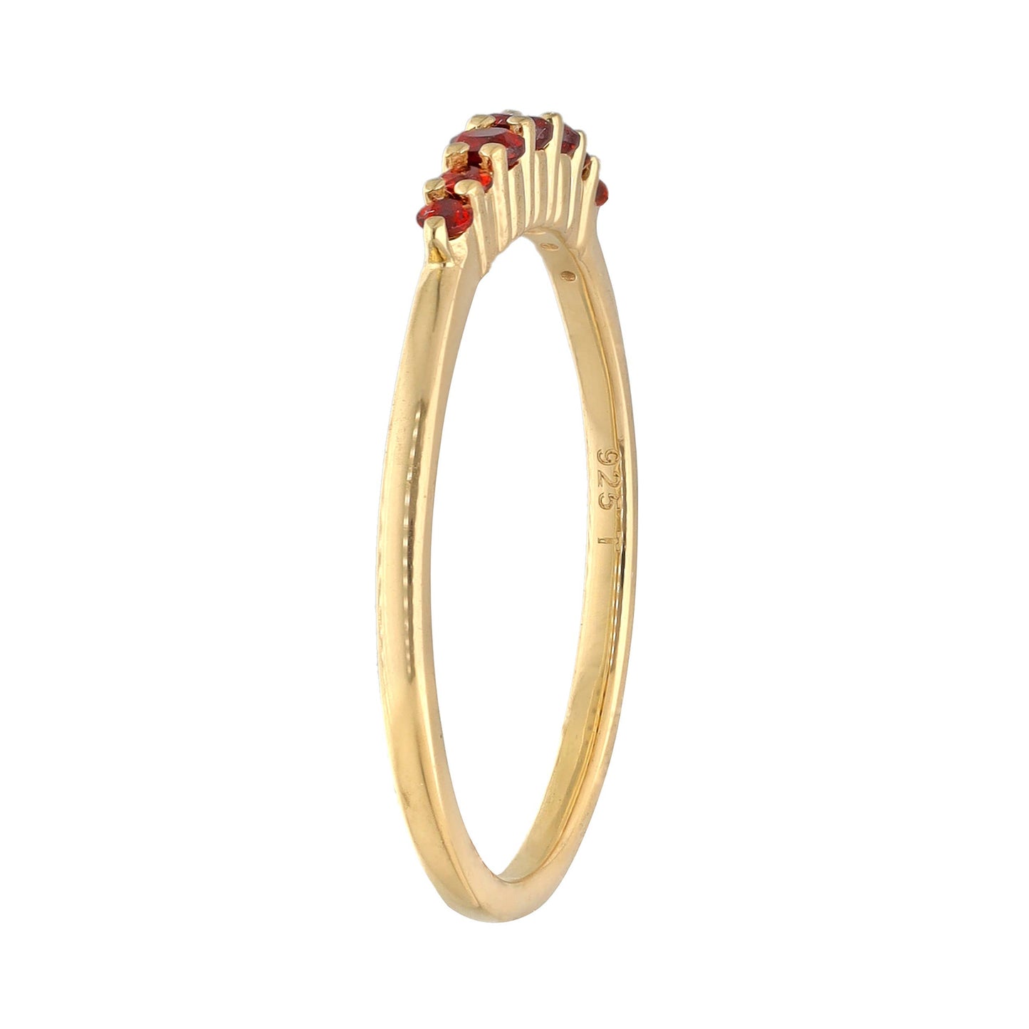 14K Gold Plated Silver Red Garnet Gemstones Solitaire Ring