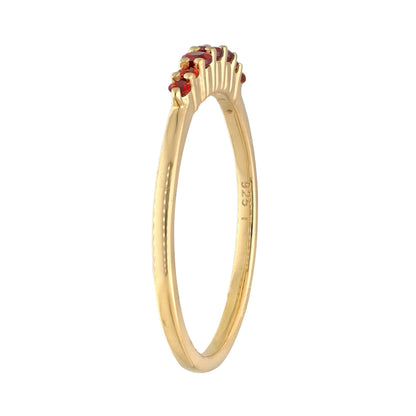 14K Gold Plated Silver Red Garnet Gemstones Solitaire Ring