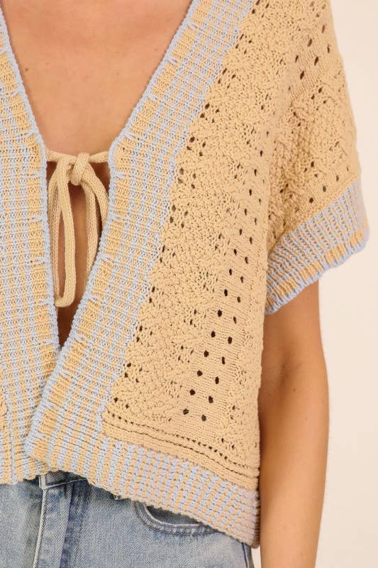 Coastal Breeze Tie-Front Knit Top