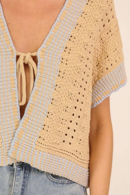 Coastal Breeze Tie-Front Knit Top