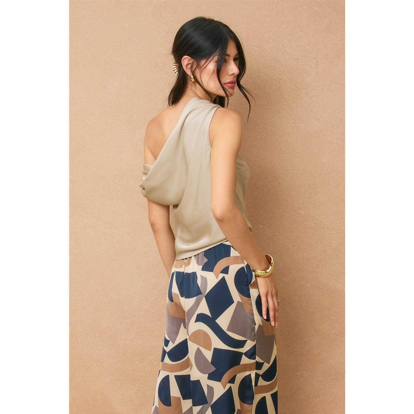 Satin Asymmetrical One Shoulder Top