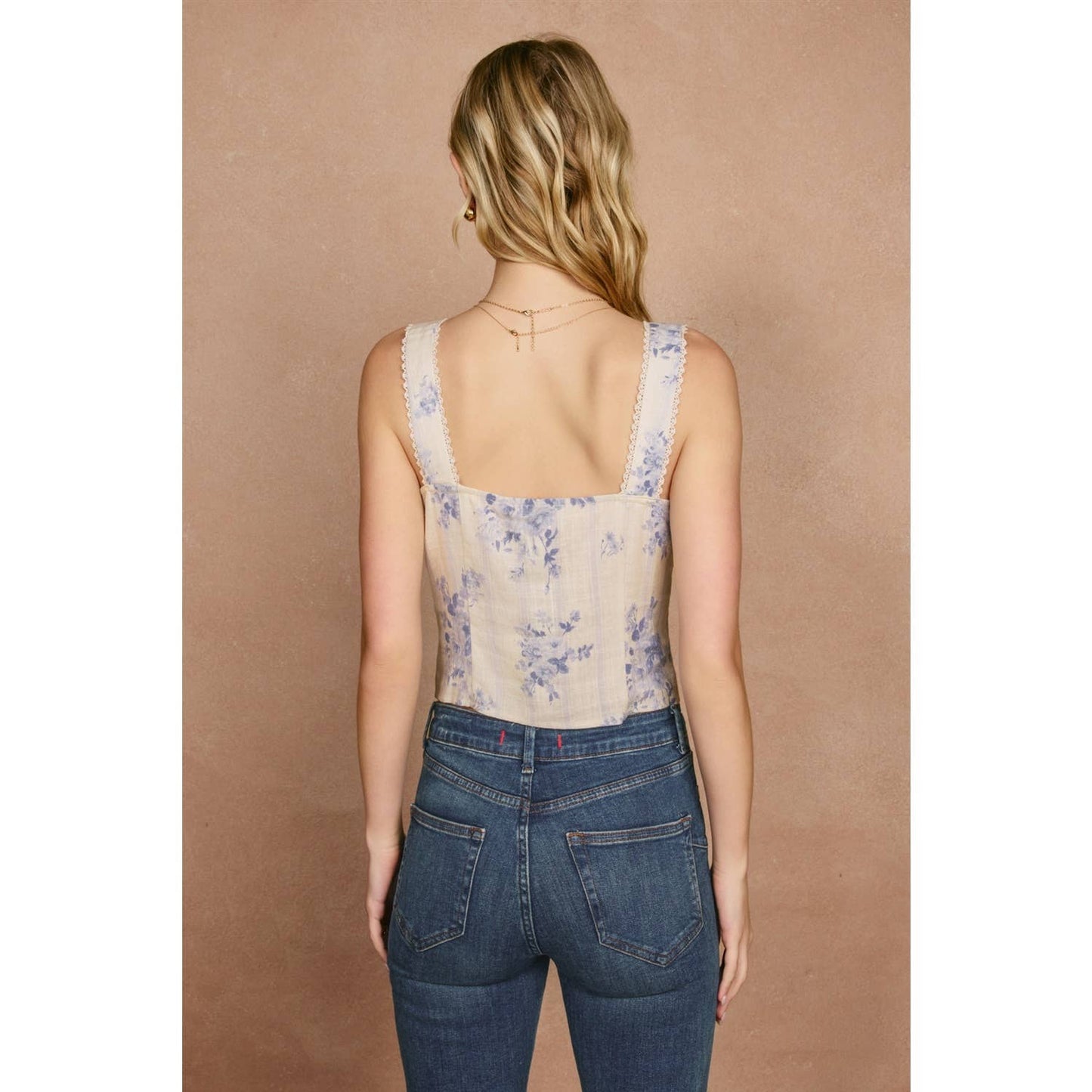 Poetic Bloom Lace Trim Tank Top