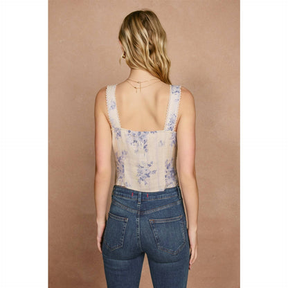 Poetic Bloom Lace Trim Tank Top