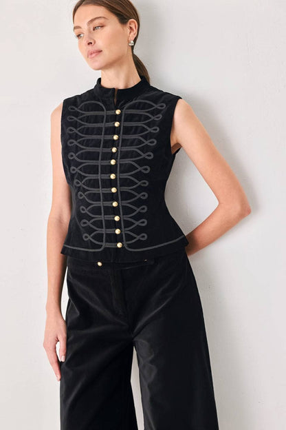 A velvet military style vest