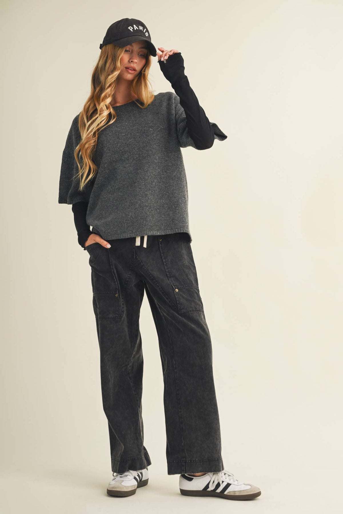Center-Seam Boxy Drop-Shoulder Pullover