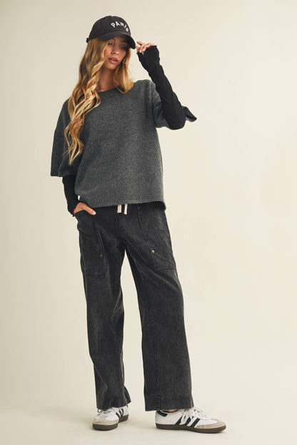 Center-Seam Boxy Drop-Shoulder Pullover
