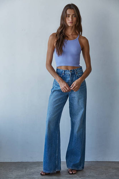 Seamless Sleeveless Halter Neck Top