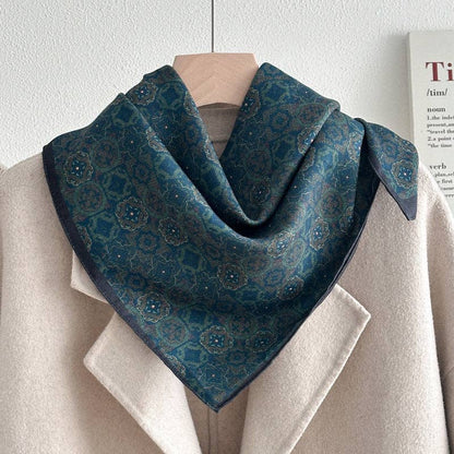 Retro Color Block Cashew Print Silk Scarf