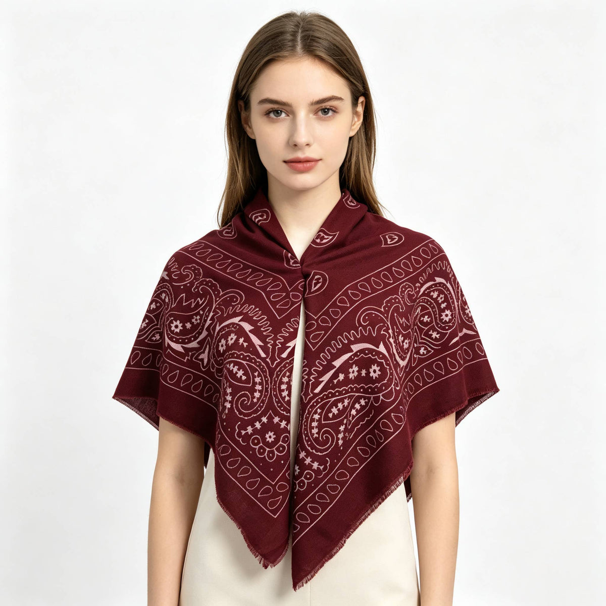 PAISLEY BIG BANDANA SQUARE NECK SCARF