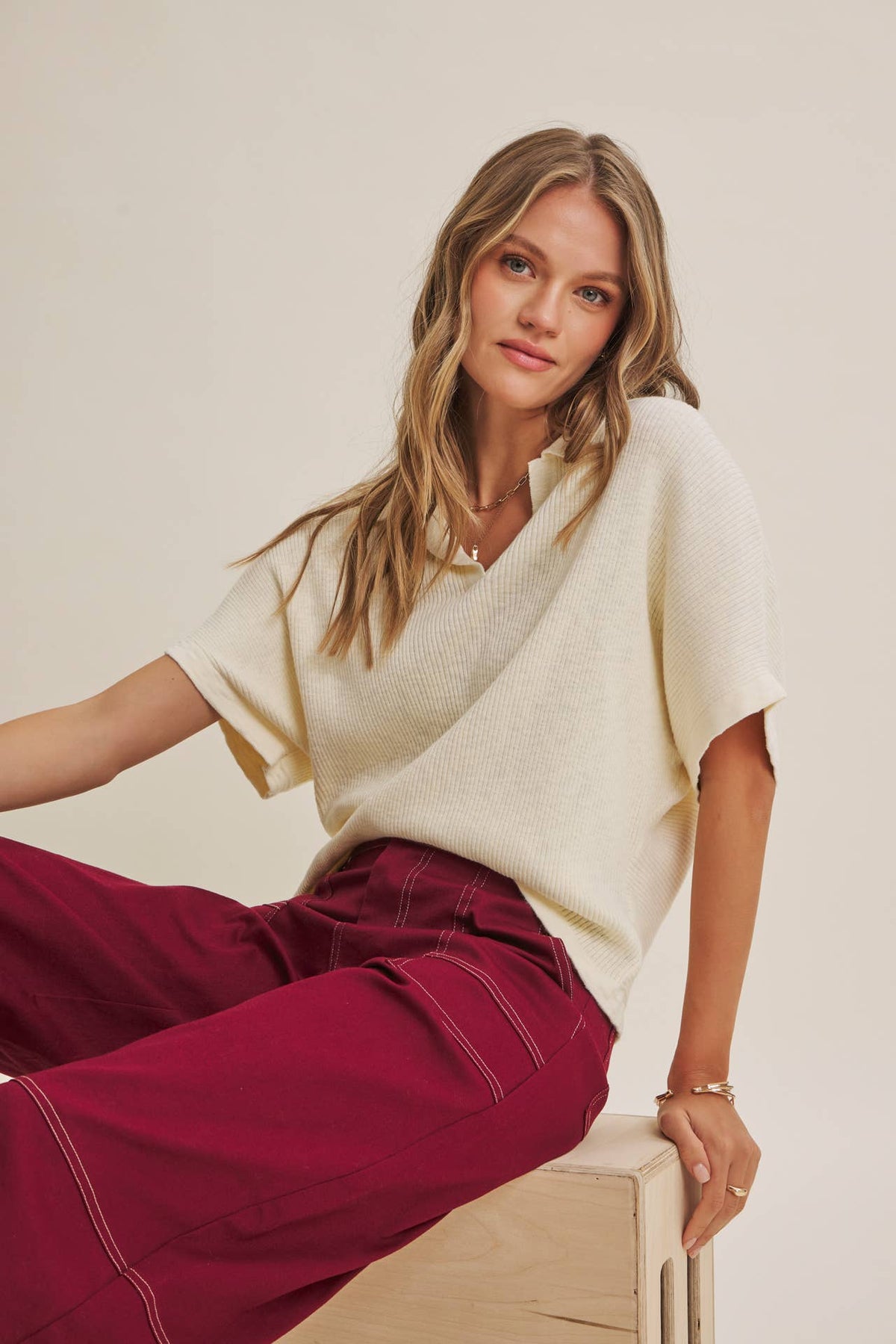 EASY LAYERING FAVORITE RELAXED SLUB RIB DOLMAN SWEATER