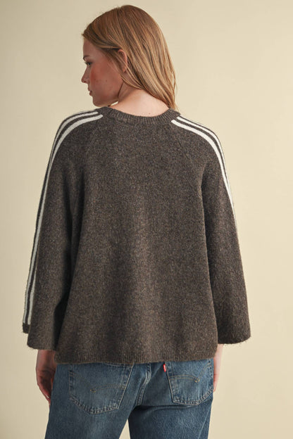 STRIPED 3/4 SLEEVE SWEATER