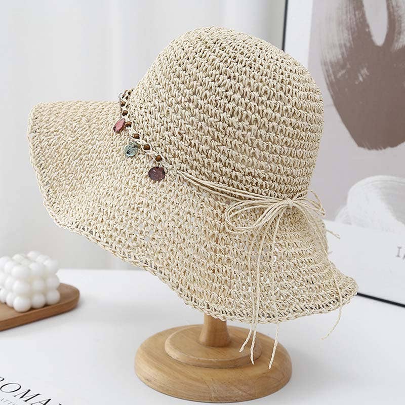 Beach Solid Color Foldable Sun Straw Hat MK2RTK6W6HAT175