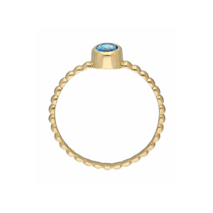 14K Gold Plated Silver London Blue Topaz Solitaire Ring