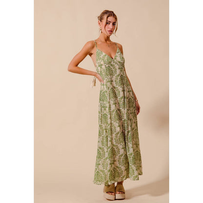 DAMASK FLORAL SUMMER MAXI FLOWY DRESS