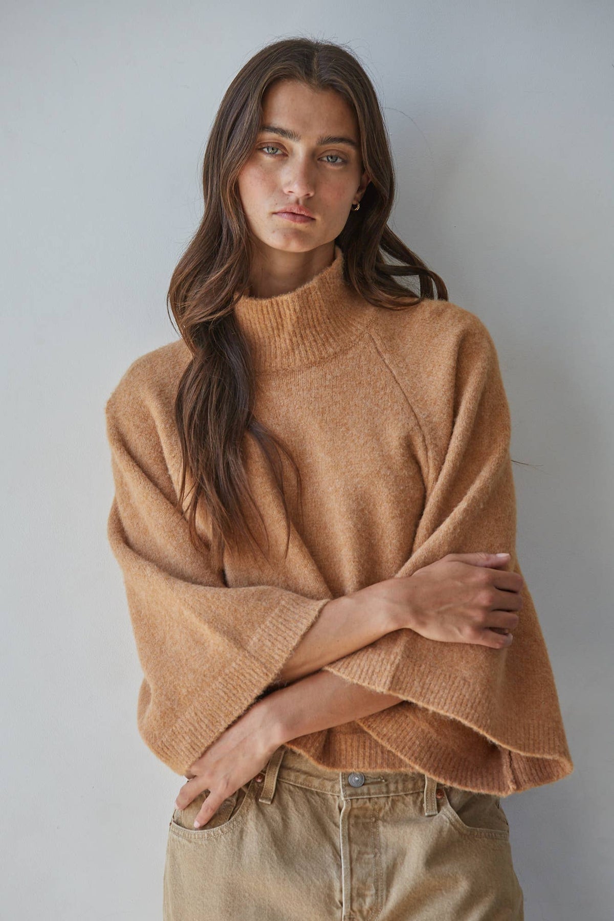 Knit Sweater Turtleneck Boxy Pullover