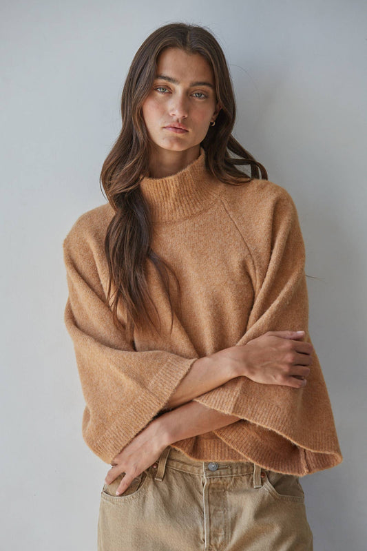 Knit Sweater Turtleneck Boxy Pullover