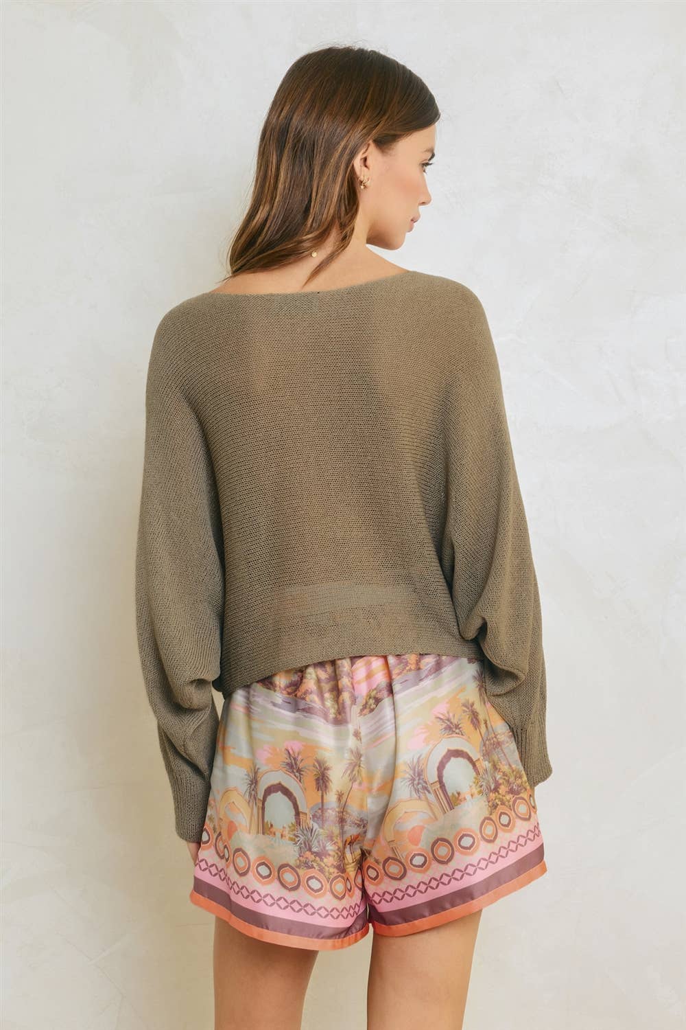 Conversational Border Print Belted Trouser Shorts