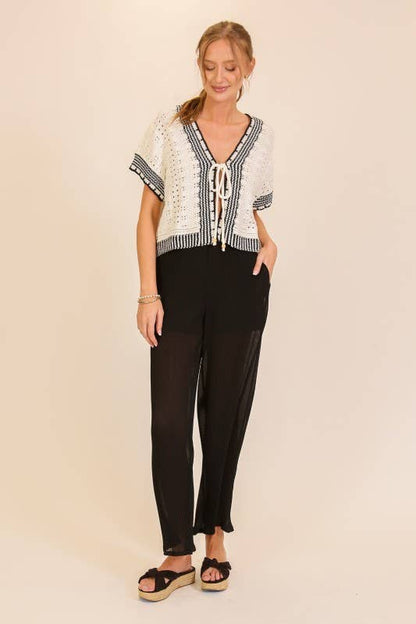 Coastal Breeze Tie-Front Knit Top